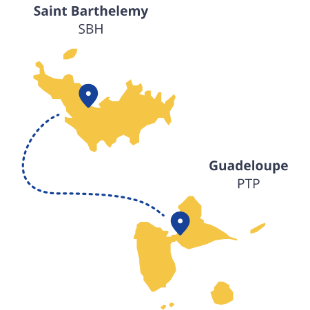 vols entre Guadeloupe vers St Barth