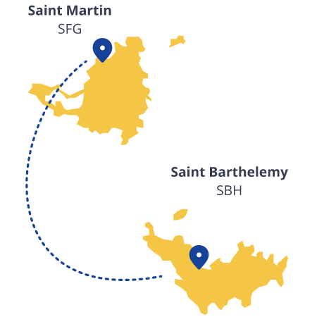 vols entre St Martin Grand-Case vers St Barth